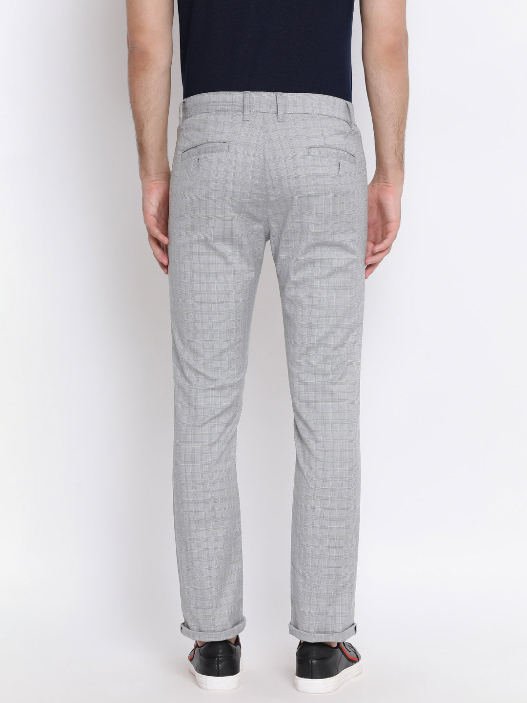 Grey Checked Trousers - Men Trousers