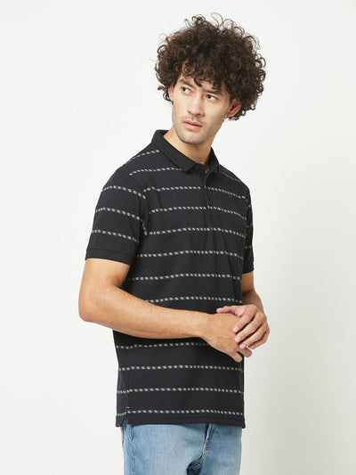  Dark Navy Striped Polo T-Shirt