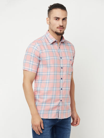 Pink Checked Casual Shirt - Men Shirts