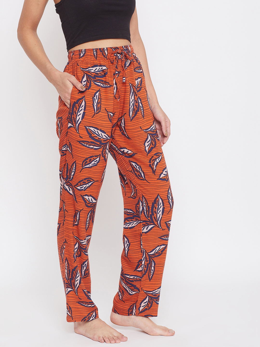 Orange Floral Lounge Pants - Women Lounge Pants