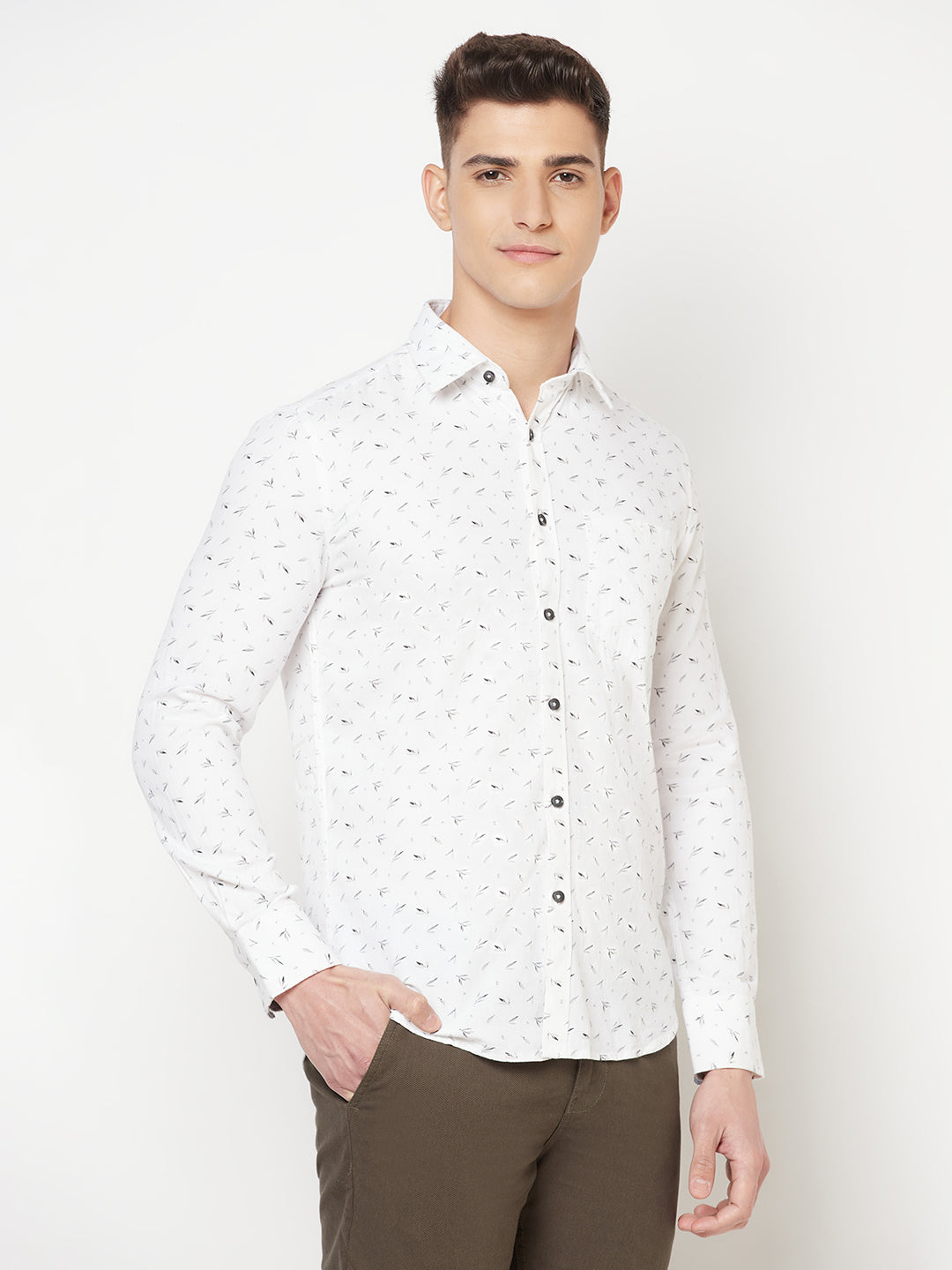 White Floral Shirt - Men Shirts
