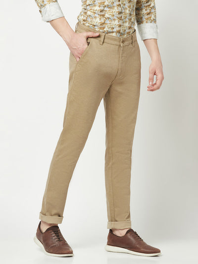  Khaki Textured Trousers
