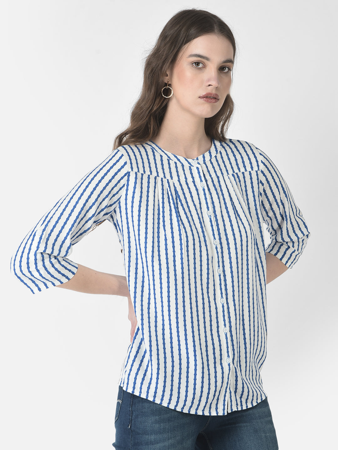  Blue Wriggly Striped Shirt