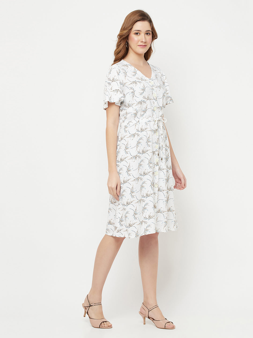 White Floral Midi Dress - Women Dresses