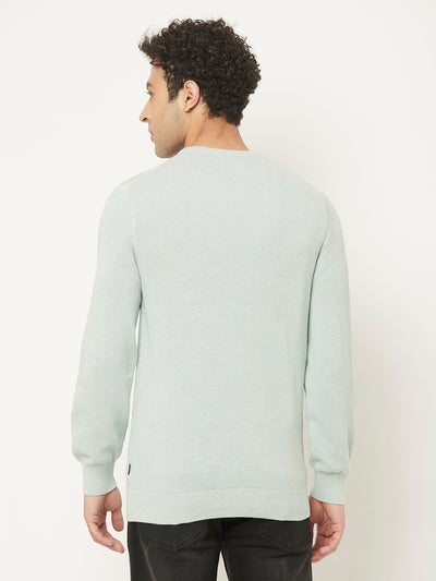 Mint Green Sweater in Pure Cotton-Men Sweaters-Crimsoune Club