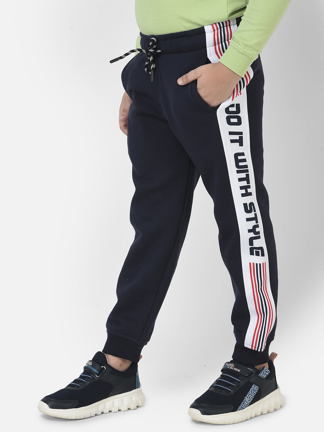 Navy Blue Joggers with Typographic Styling 