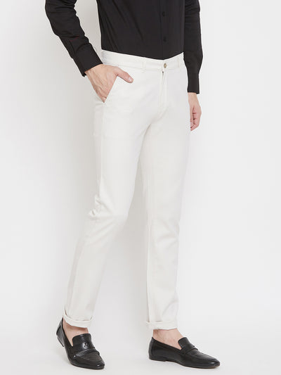 Off White Slim Fit Trousers - Men Trousers