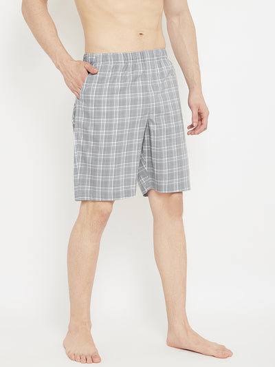 Grey Checked Lounge Shorts - Men Lounge Shorts