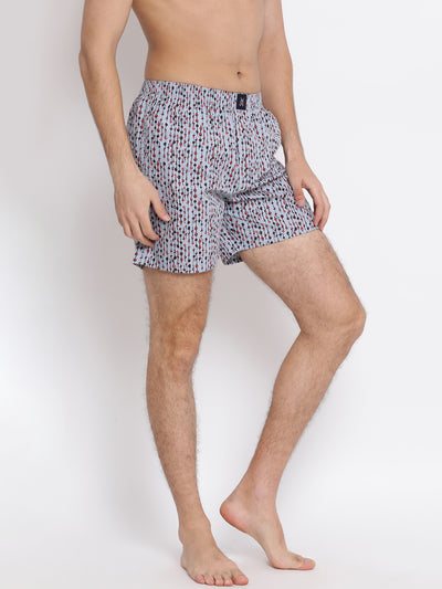 Grey Printed Boxer - Men Boxers