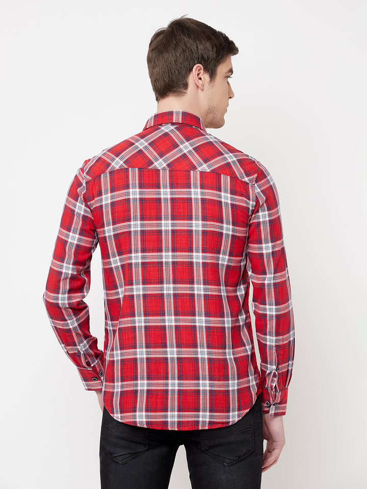 Red Checked Casual Shirt - Men Shirts