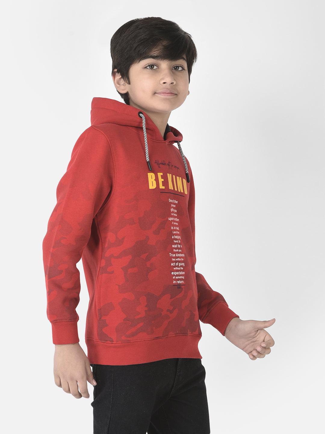  Red Heavy Typography Hoodie