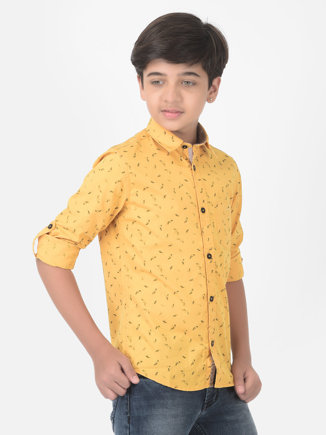 Yellow Floral Printed Shirt - Boys Shirts
