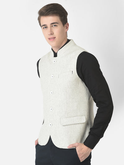  White Textured Waistcoat