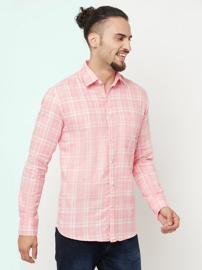 Pink Checked Casual Shirt - Men Shirts