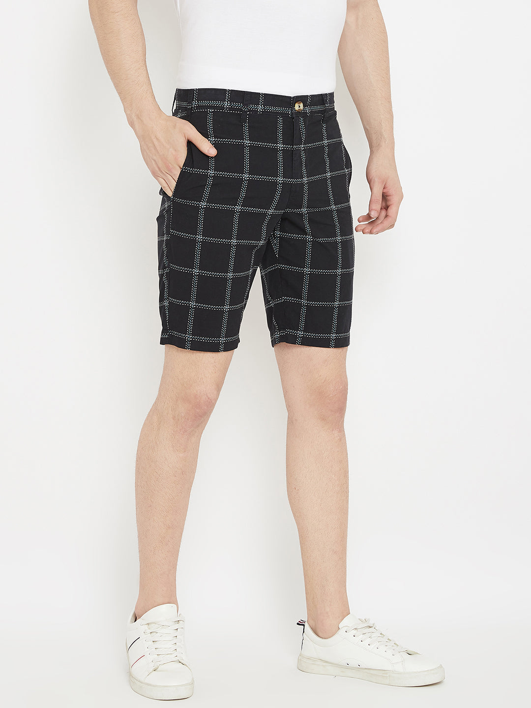 Black Checked shorts - Men Shorts