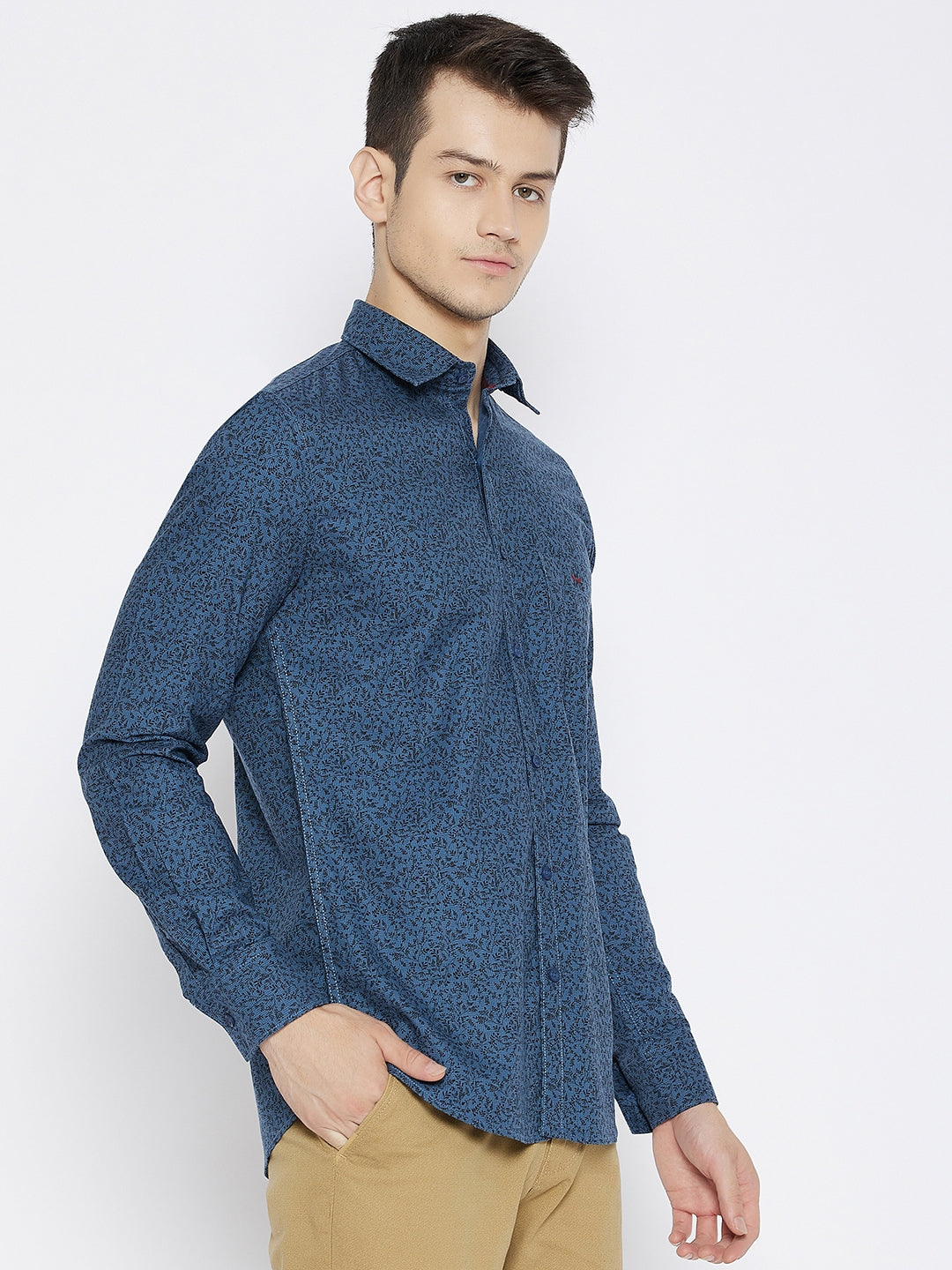 Blue Printed Slim Fit shirt - Men Shirts