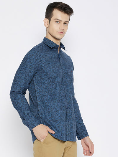 Blue Printed Slim Fit shirt - Men Shirts