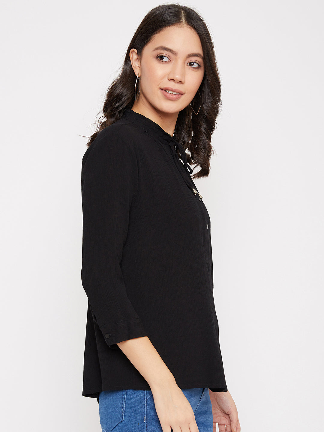 Black Button Up Top - Women Tops