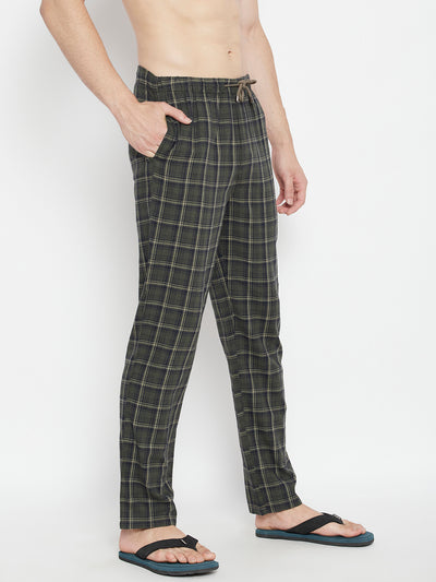 Green Checked Smart Fit Lounge Pants - Men Lounge Pants