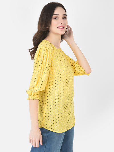 Yellow Polka Top - Women Tops