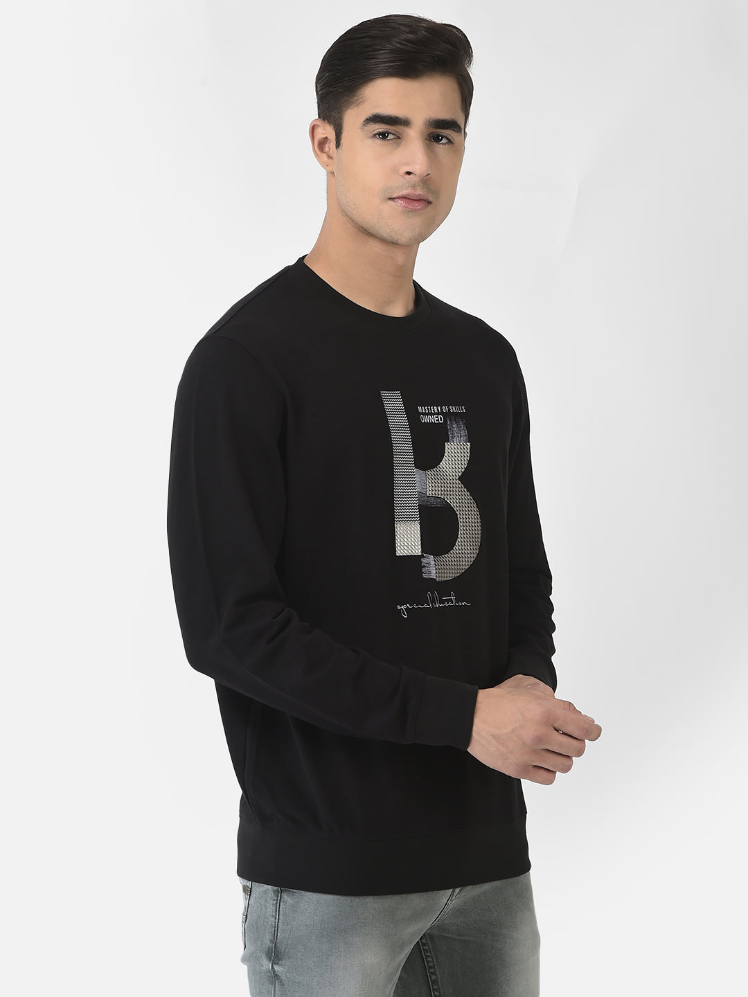  Black Sweatshirt in Cotton Blend