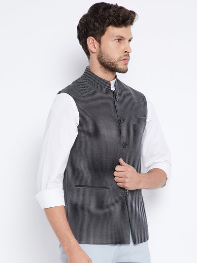 Grey Checked Waistcoat - Men Waist Coat