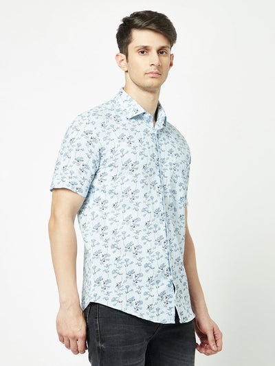  Sky Blue Floral Shirt