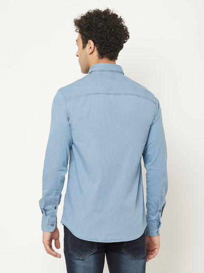   Sky Blue Denim Shirt with Patch Pocket 