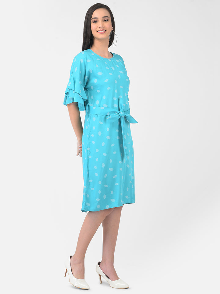 Blue Polka Dots Dress - Women Dresses