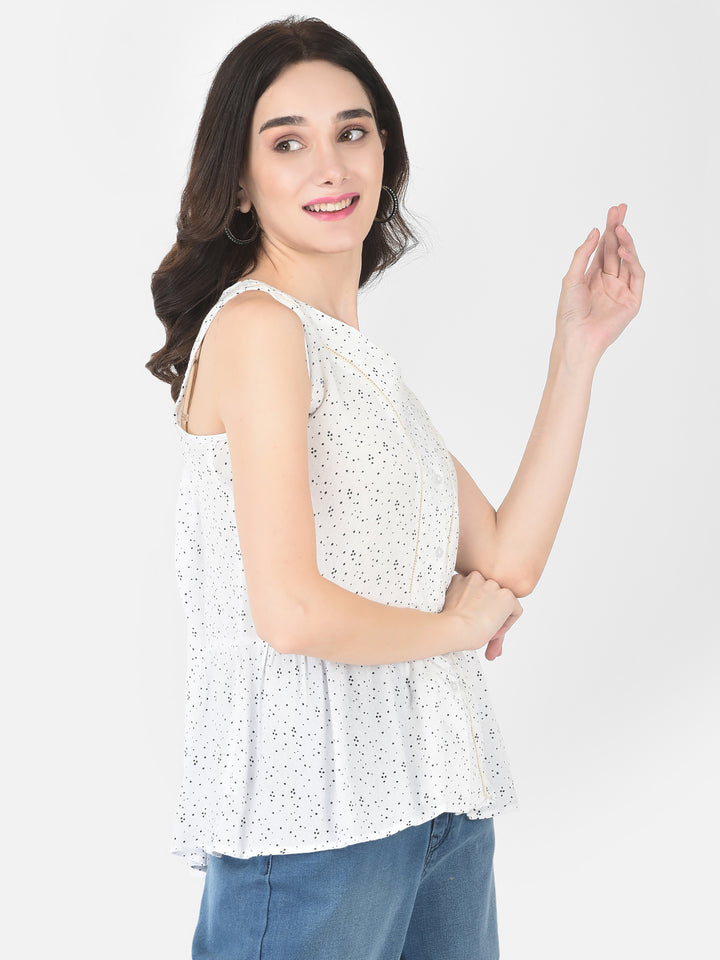 White Polka Empire Top - Women Tops