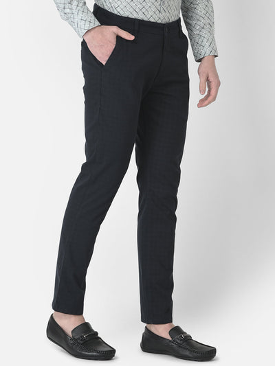  Navy Blue Checked Trousers