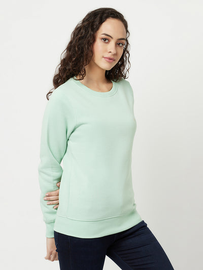 Mint Green Sweatshirt-Women Sweatshirts-Crimsoune Club