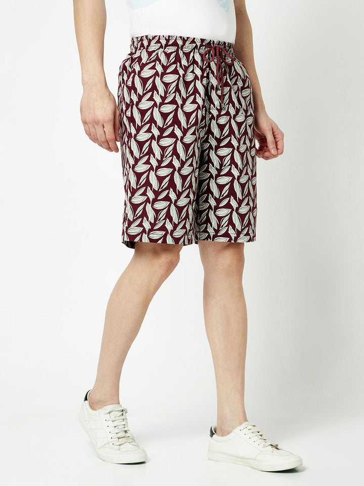  Polished Maroon Floral Shorts