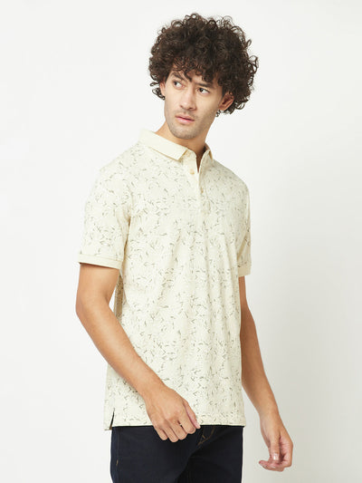  Lemon Yellow Floral Polo T-Shirt