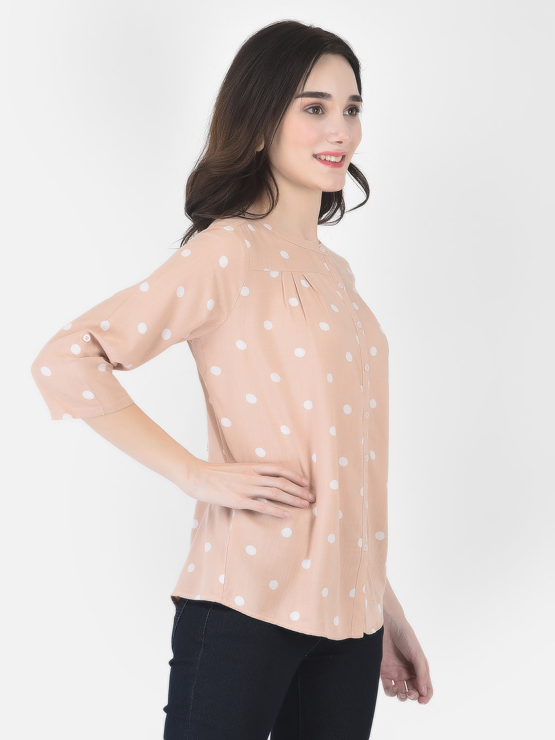 Peach Polka Top - Women Tops