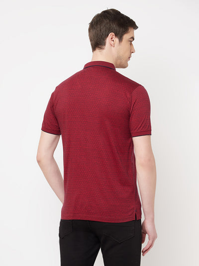 Red Printed Polo T-shirt - Men T-Shirts