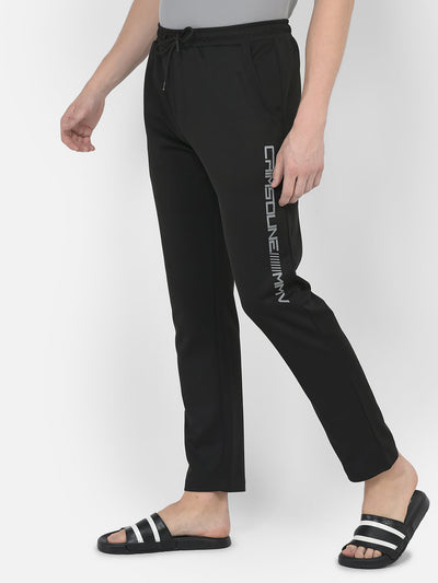  Black Logo-Work Track Pants
