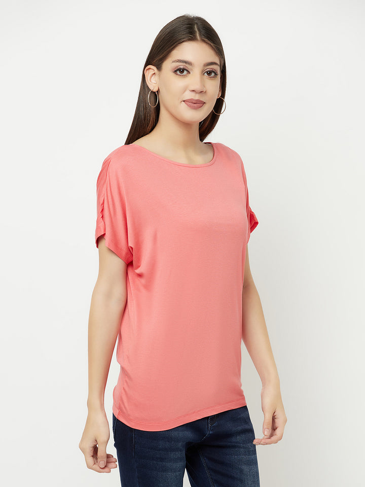 Pink Round Neck T-Shirt - Women T-Shirts