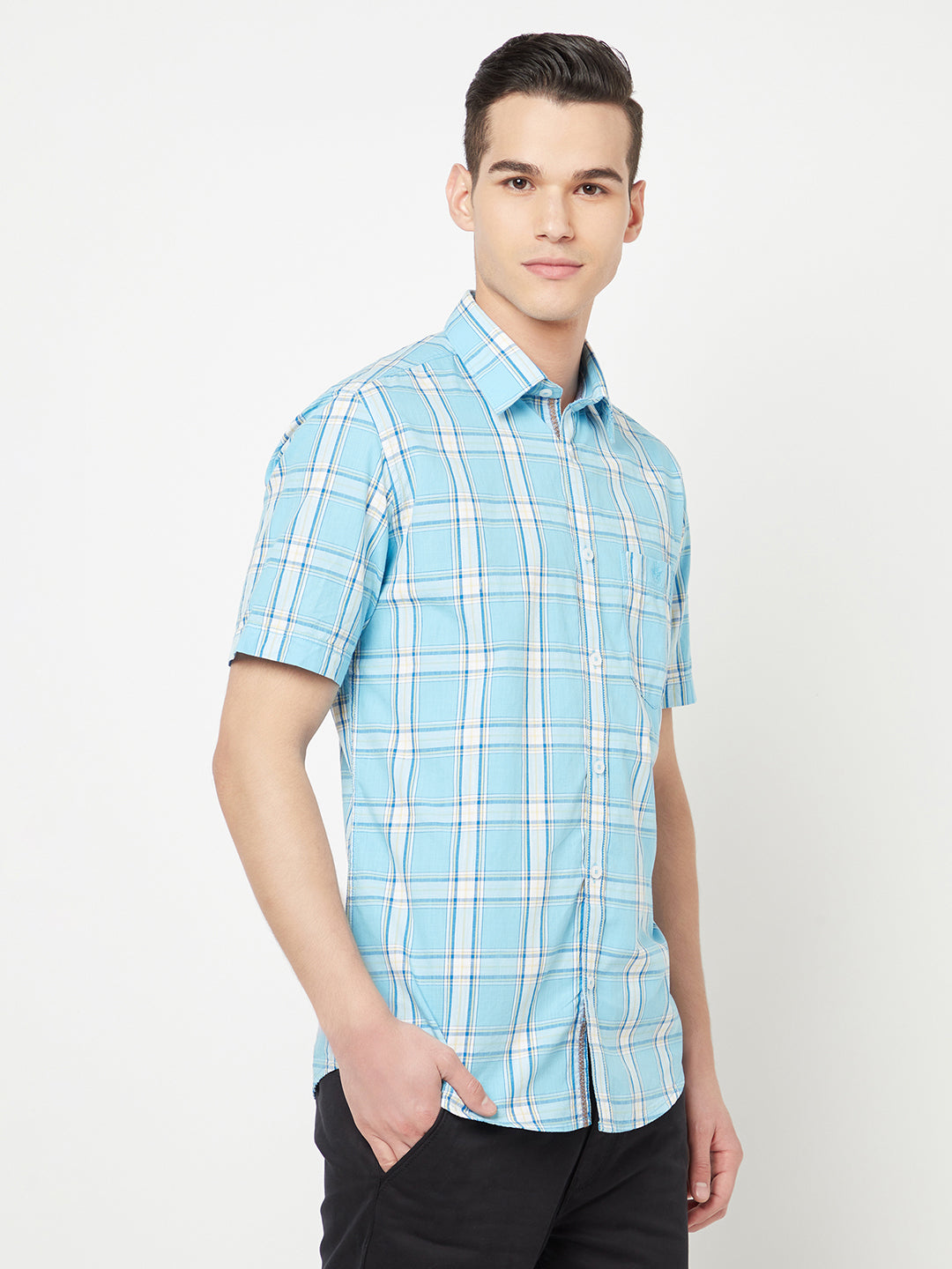 Blue Checked Shirt - Men Shirts