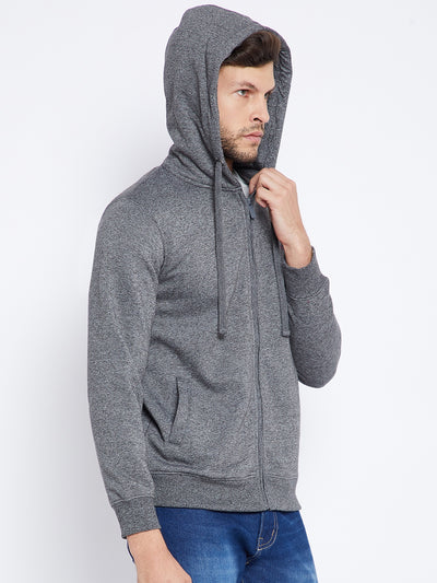 Grey Hooded Sweatshirt - Men Sweatshirts