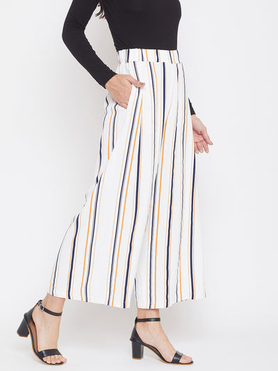 Striped Flared Parallel Trousers - Women Trousers