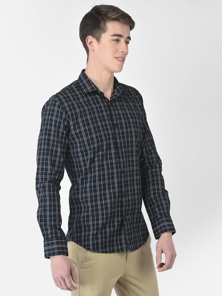  Navy Blue Dot Checked Shirt