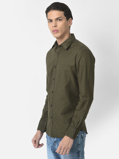 Floral Print Olive Green Shirt