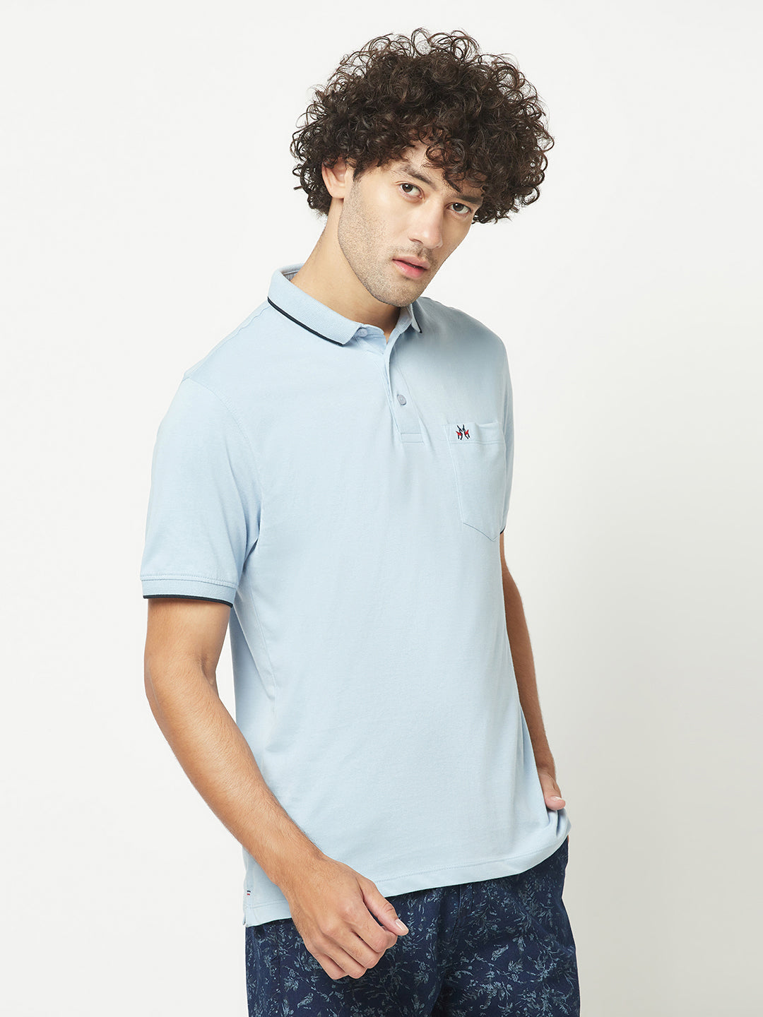  Plain Light Sky Blue Polo T-Shirt