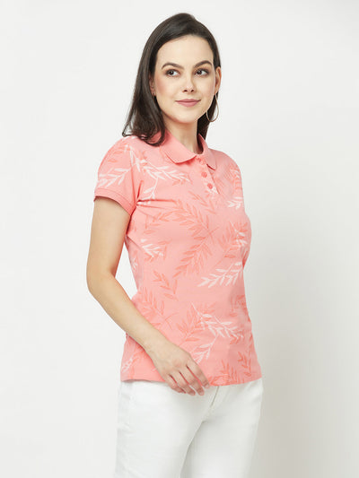  Coral Floral Polo T-Shirt
