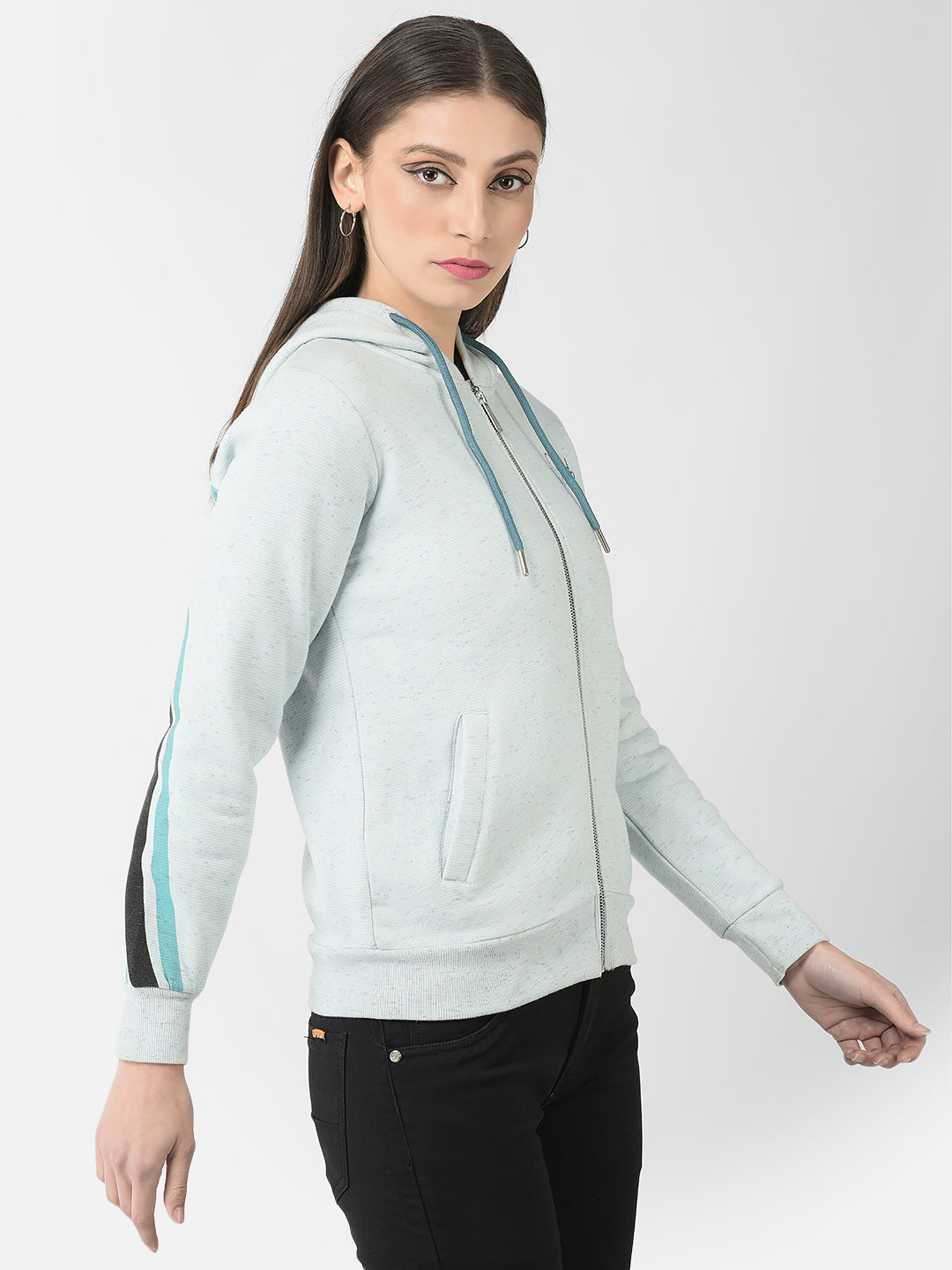  Sky Melange Zipped Hoodie