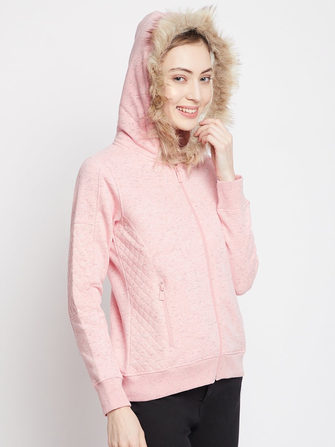 Pink Hooded Sweatshirt - Women Sweatshirts