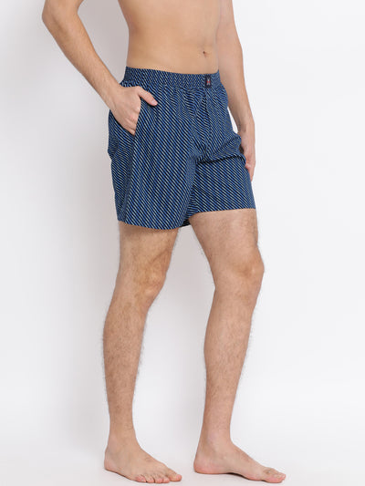 Navy Blue Printed Boxer - Men Boxers