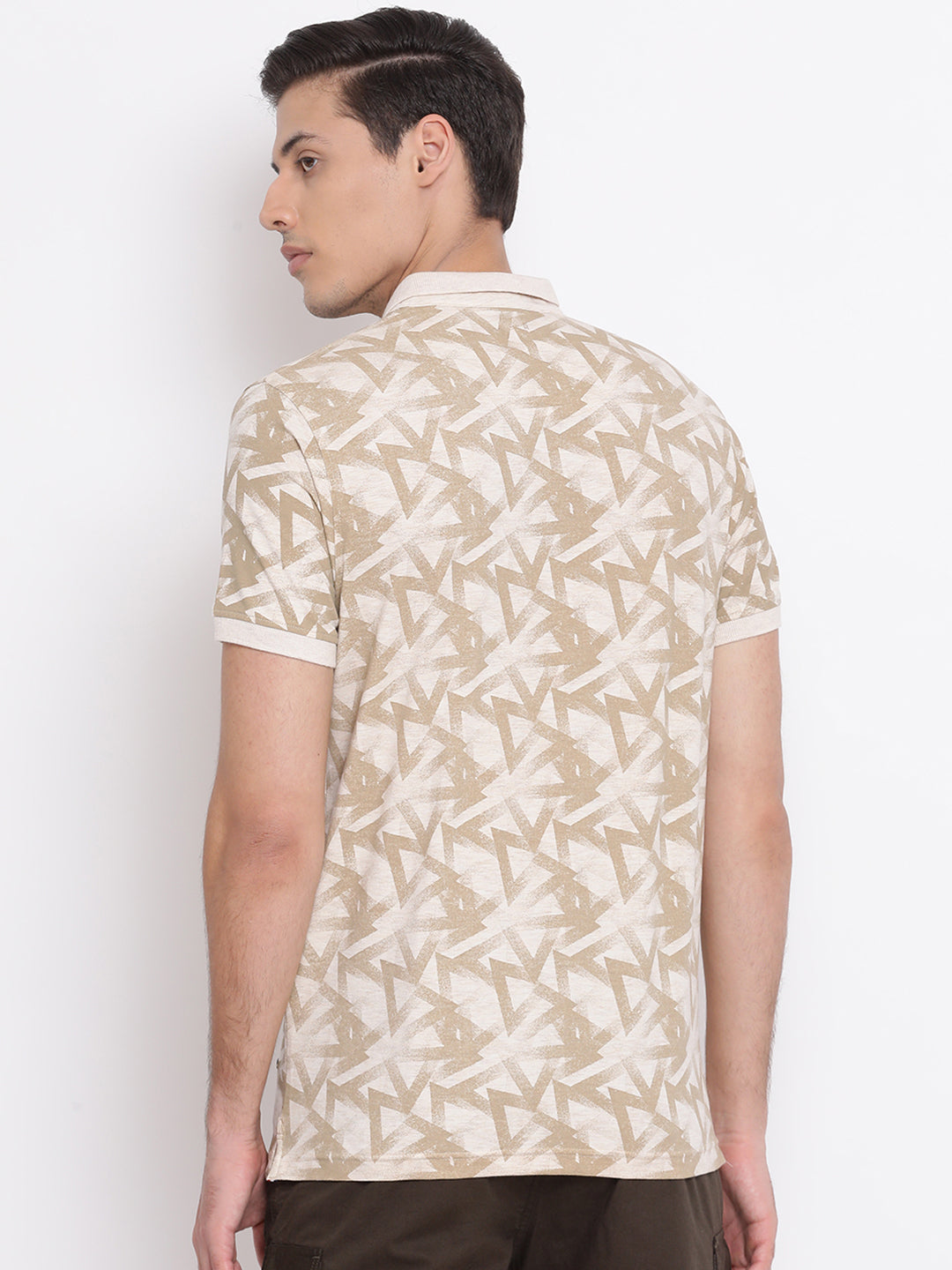 Beige Printed T-shirt - Men T-Shirts