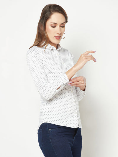  White Mini-Motif Printed Shirt 